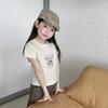 Summer Kids Fashion Spicy Girl Puppy Print Cropped T-Shirt – Slim Fit, Short Sleeve Top for Girls