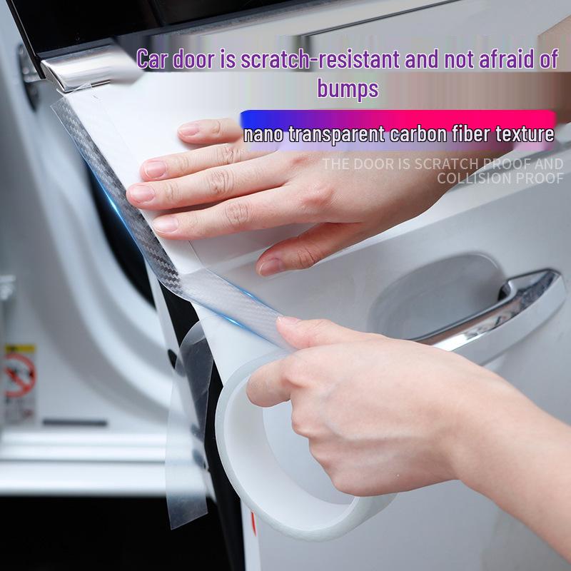 Universell gjennomsiktig karbonfiber bil dørterskelbeskytter og antikollisjonslist for velkomstpedal og bagasjerom