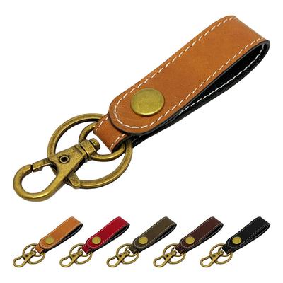 Porta-Chaves Leo&Aoi em Couro Genuíno, Chaveiro com Botão de Pressão, Estilo Cinto, Pingente para Bolsa, Porta-Chaves em Couro Genuíno, Couro de Cavalo, Porta-Chaves de Couro,