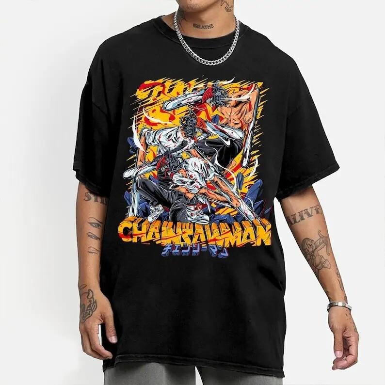 Chainsaw Man Denji T-shirts Cotton Anime Unisex Men Women Cosplay Tees Summer