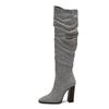 Fashion Women Over The Knee Boots Pointed Toe 10cm Block Heels Knee High Boots Pleated Boots Women Shoes 2025 New Zapatos De Mujer