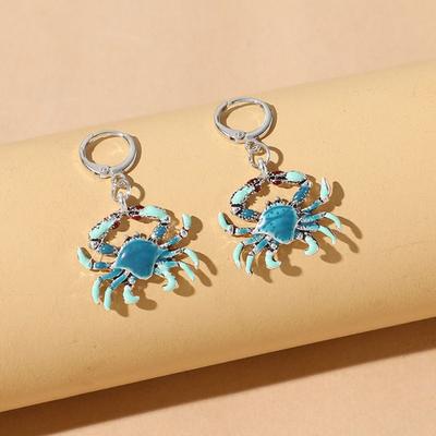 Jewelry Crab Pendant Earrings Zinc Zinc Alloy Gradient Crab Ear Buckle  Female Lady Girl