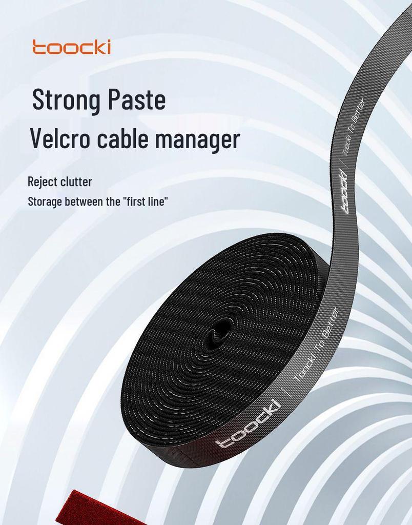 Hook & Loop Self-Adhesive Cable Organizer - Wall-Mounted Cord & Wire Ties