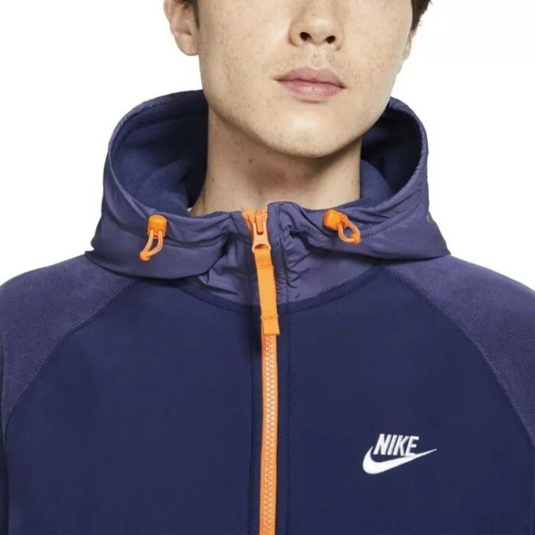 Nike Logo Printed Hooded Straight Jacket Men Jacket Navy-Blue BV3592-410