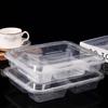 Disposable Black Four-Compartment Lunch Boxes with Lids, 150 Sets
