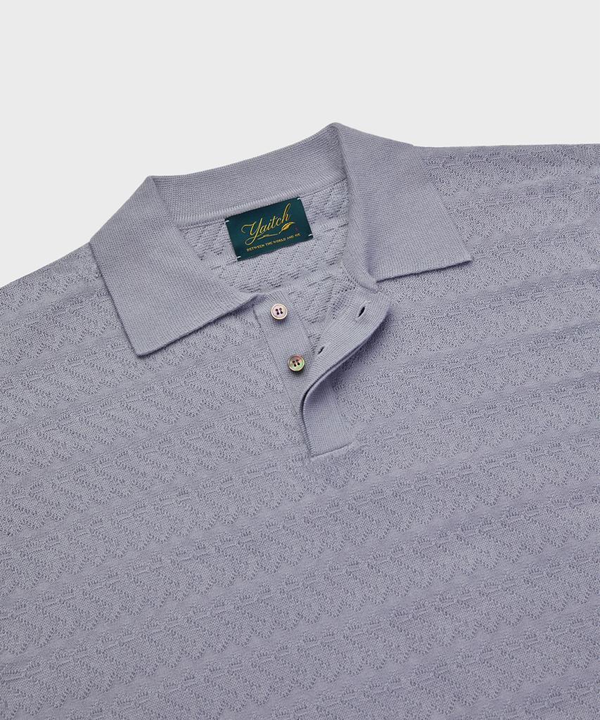 Yaichi Jacquard Knit Polo - Glacier Gray