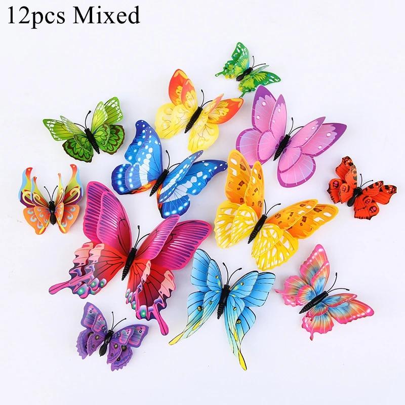 3D Butterfly Wall Stickers Decor Butterflies for Wedding Decoration Magnet Fridge Decals Decoration Sticker Pvc Color Sticker