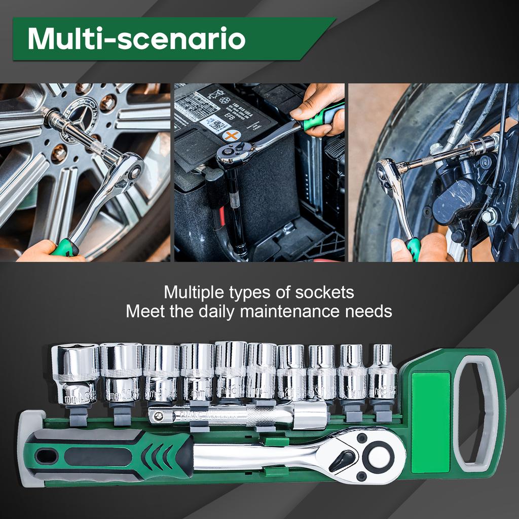72 Tooth Ratchet Wrench Socket Set Auto Tools Set Motorcycle Car Repair Hand Tools Spanner Sleeves Head Auto Repairing Kit