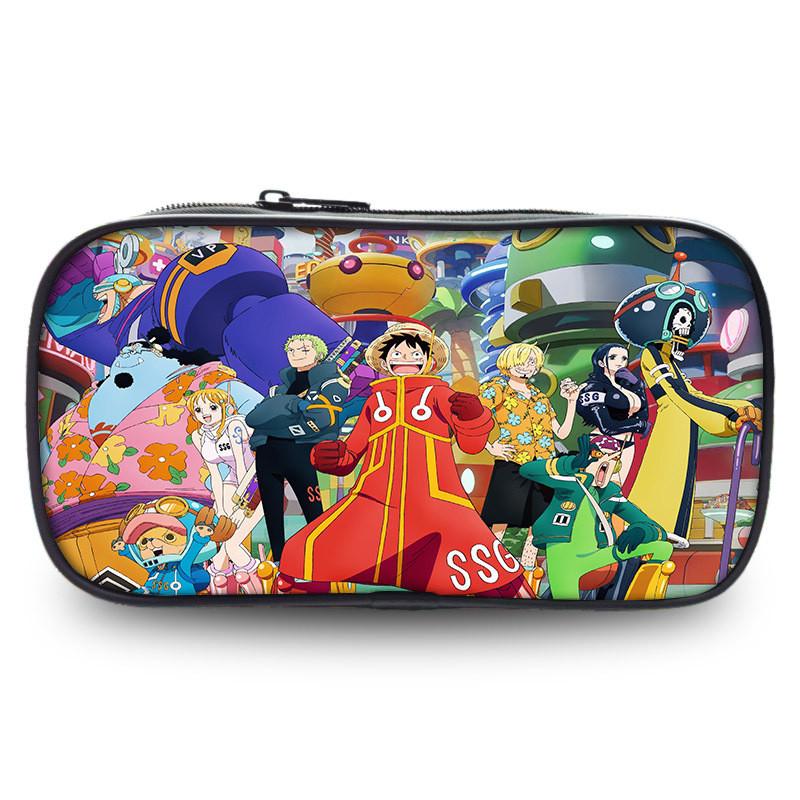 Stylish One Piece Student Pencil Case With Luffy And Zoro Skill Print Oxford Material
