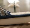 Ethnic Print Cotton Linen Front Indoor Shoes for Men and Women [Euyqs] Slippers, Opening, Summer, Natural, Anti-Slip, Quiet, (25.5-26.5 Cm, Navy,