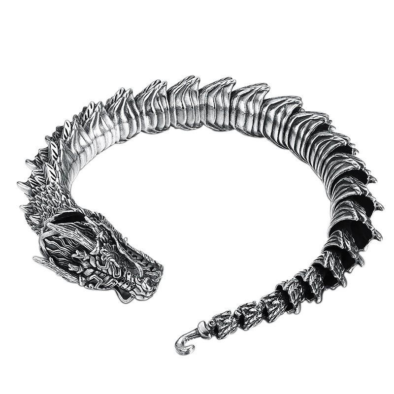 Mens Dragon Bone Style Electroplated Copper Bracelet Retro Bold Fashion Accessory Daily Wear Gift