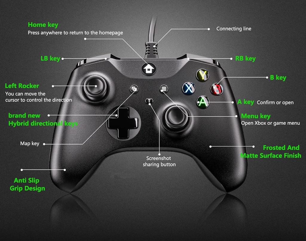 2M Wired Gaming Controller Joystick Gamepad with Dual-Vibration Compatible with PS3, Switch, Windows 11/10/8/7 PC, Laptop, TV Bo