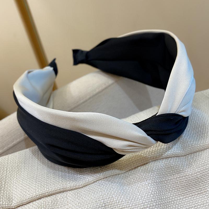 Nieuwe kruisvormige hoofdband in twee kleuren, eenvoudige brede rand, satijnen haarband, mode haaraccessoires voor dames gray