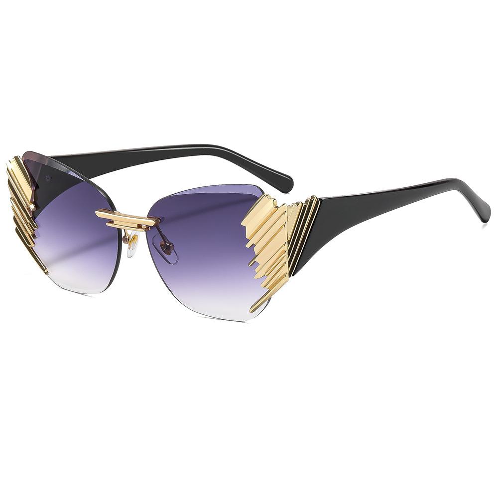 

Y2K Cat Eye Luxury Sunglasses Women For Men 2026 New Vintage Brand Designer Punk Sun Glasses Popular Wing Lens Rimless Eyewear As the photo серый