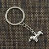 Fashion 30mm Key Ring Metal Key Chain Keychain Jewelry Antique Silver Color Plated Dog Dachshund 13x28mm Pendant