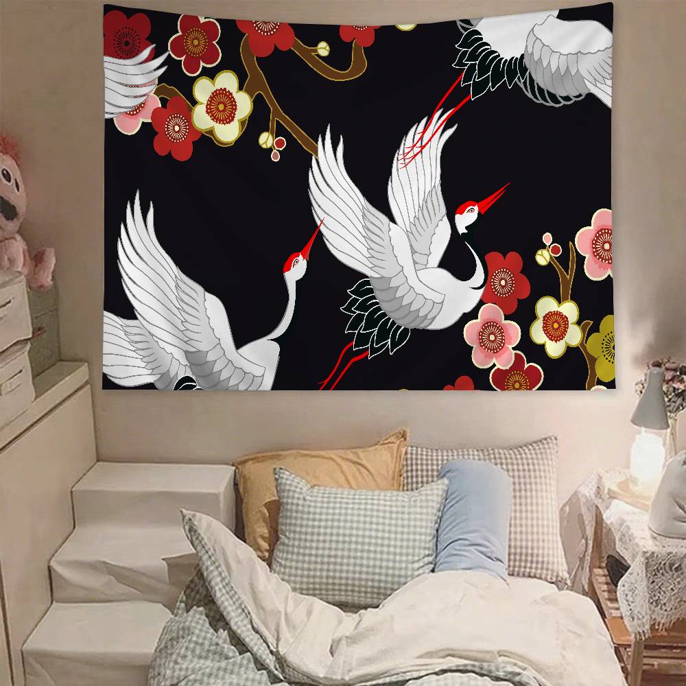 Crane Tapestry Wall Hanging Tapestry Art Deco Blanket Curtain Hanging At Home Bedroom Living Room Decor