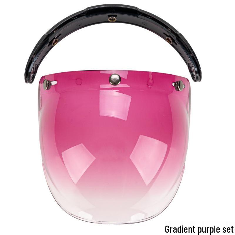 Retro Bubble Lens Motorcycle Helmet with Frame - Three-Button Design