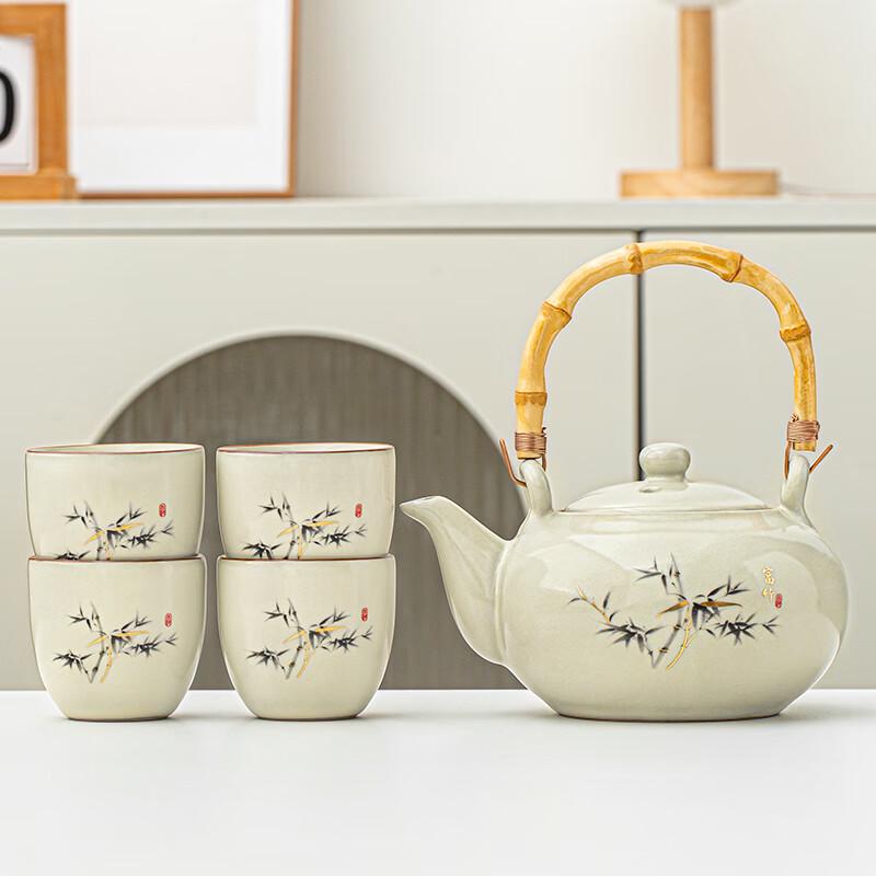 Lainuo Ru Kiln Bamboo Handle Tea Set