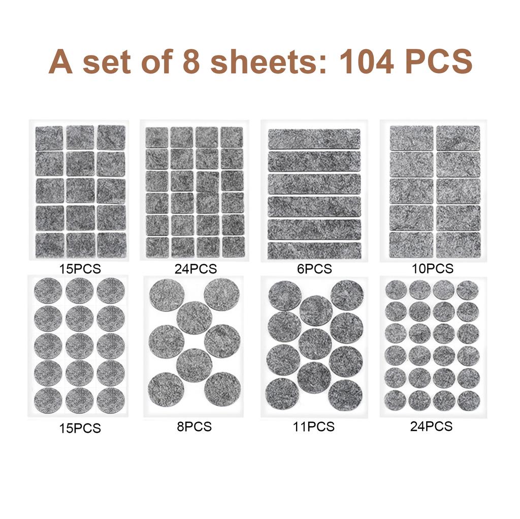 Pack of 8 Self-Adhesive Felt Gliders Chair Felt Gliders 2.5mm Thick for Furniture Felt Gliders for Chairs Table Beds