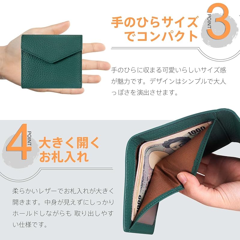 [DCLKO] Mini-Geldbörse für Damen, dreifach gefaltet, echtes Leder, Skimming-Prävention, Mini-Geldbörse, kleine Geldbörse, große Kapazität, kompakte Geldbörse (rot)