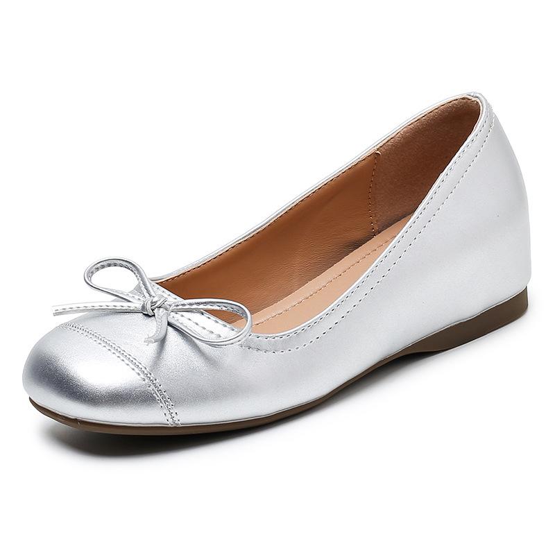 

Весна и Осень Новые Мэри Джейн Однотонные На плоской подошве Темперамент Универсальные Балетки Женская обувь 39 серебряный