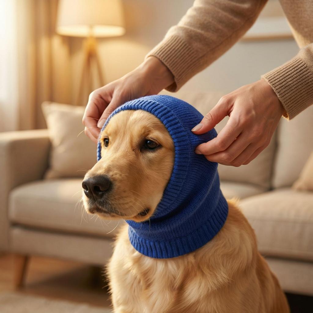 Dog Anxiety Relief Neck Cover Sleeve Thunderstorm Noise Reduction Calming Wrap for Pets Adjustable Fit Soft Breathable Material
