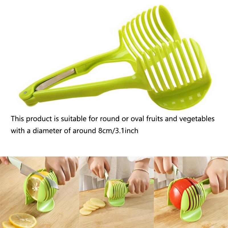 1pc Multi-Purpose ABS Kitchen Slicer - Manual Fruit Cutter Tool, Lemon Tomato Egg Slicer Holder, Round Fruit & Vegetable Cutting Tongs