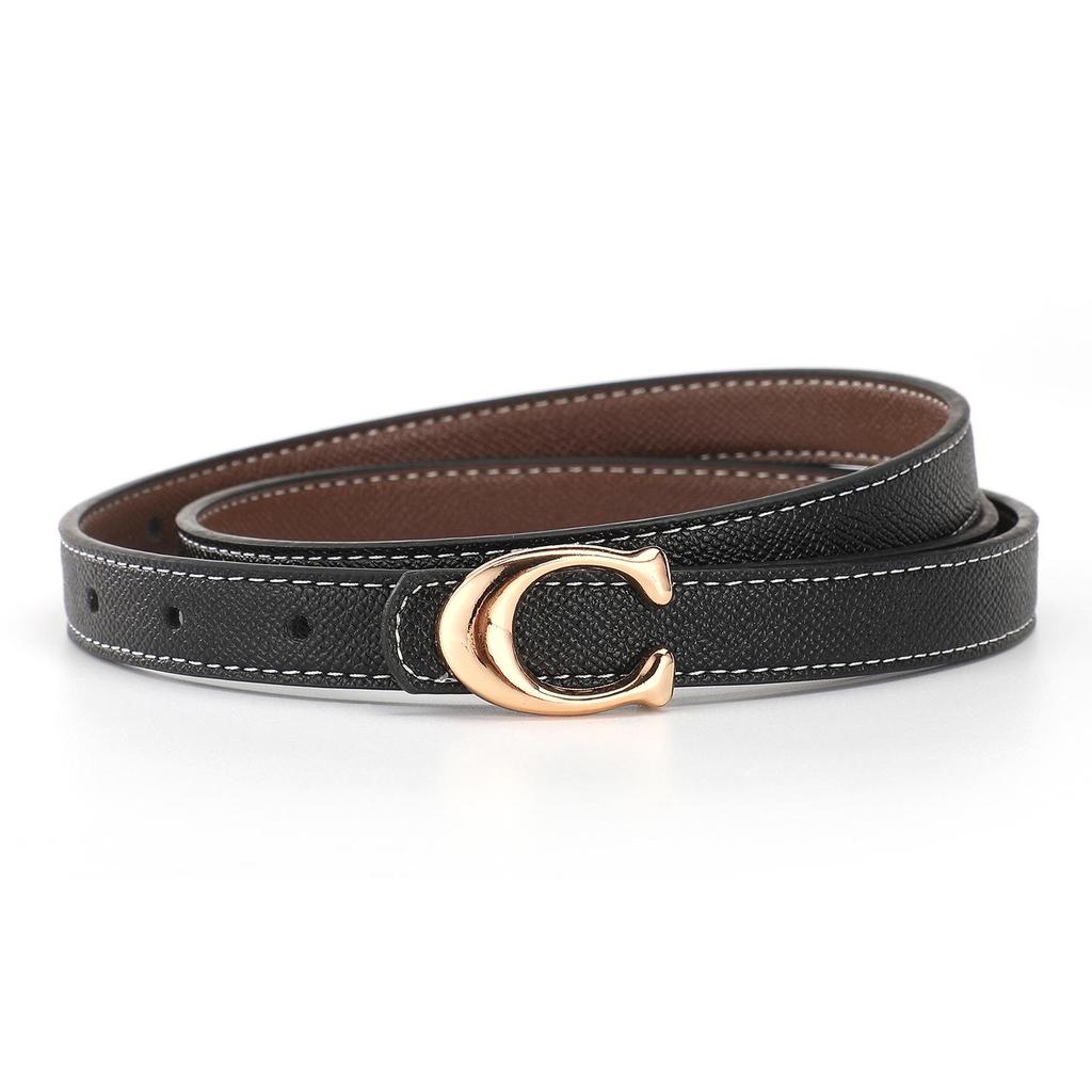 2025 Women's Fashion Alloy Buckle Thin Leather Belt for Jeans & Dresses
