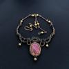 Rhodonit Halskette Edelsteinschmuck, 999 Kupferdraht umwickelte Halskette, Verstellbare handgefertigte Kettenhalskette Geschenk für Ehefrau Schmuck