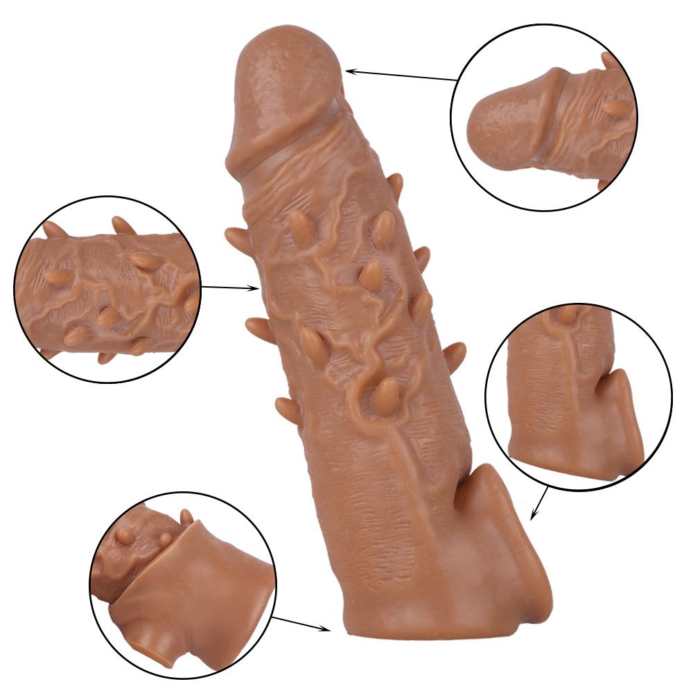 Realistic Penis Sleeve  Penis Extender Lifelike Cock Sleeve Penis Extension Penis Ring Enlarger Male Masturbator Adult Couples Sex Toys