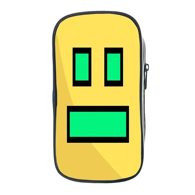Funny Cartoon Geometry Dash Pencil Case Makeup Box High Capacity Pencil Bag Students School Supplies Stationery Bag Kids Gifts