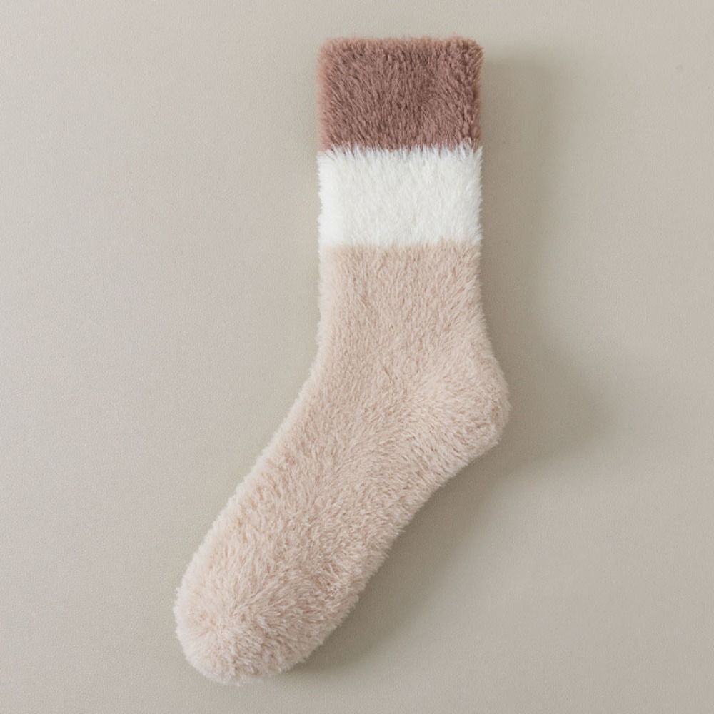 Sleeping Floor Plush Socks Thicken Warm Mid Tube Socks Women Coral Fleece Socks  For Female Men