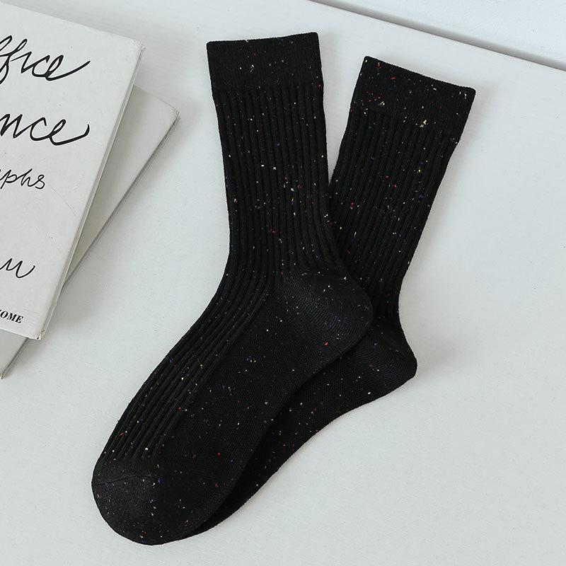 

Женские весенне-осенние длинные носки с цветной точечной пряжей 1 pair чёрный