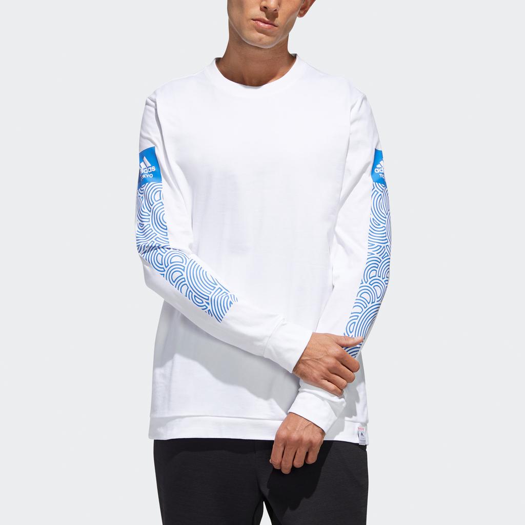 Adidas X Hiroko Takahashi Co-Branded Geometric Print Loose Fit Long Sleeve Sport Tee Men Tops White GD4977