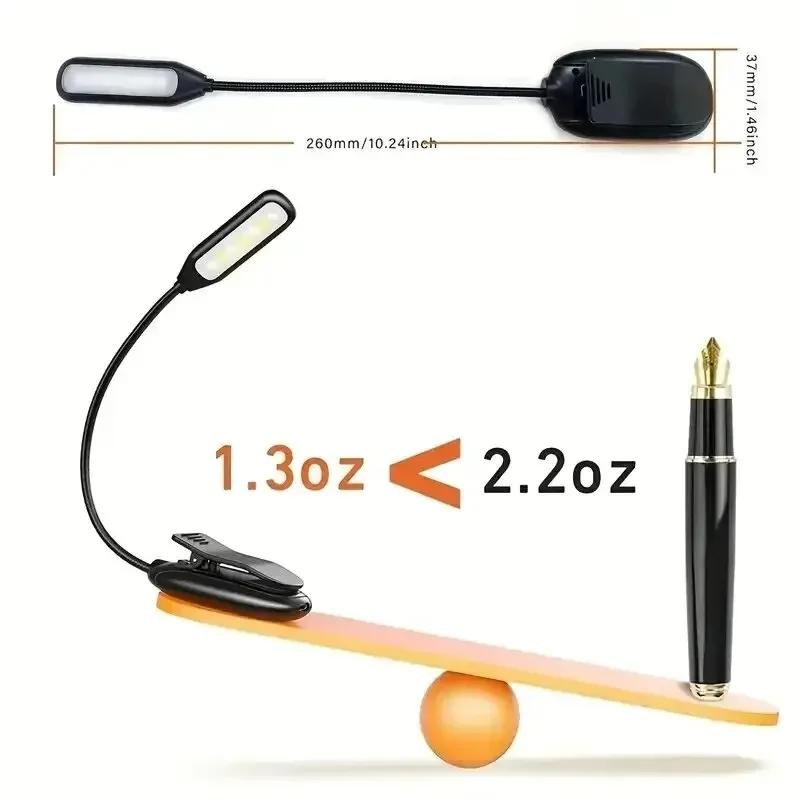 Mini USB Rechargeable Book Light Flexible Portable LED Reading Lamp Adjustable Reading Clip Light For Bedroom