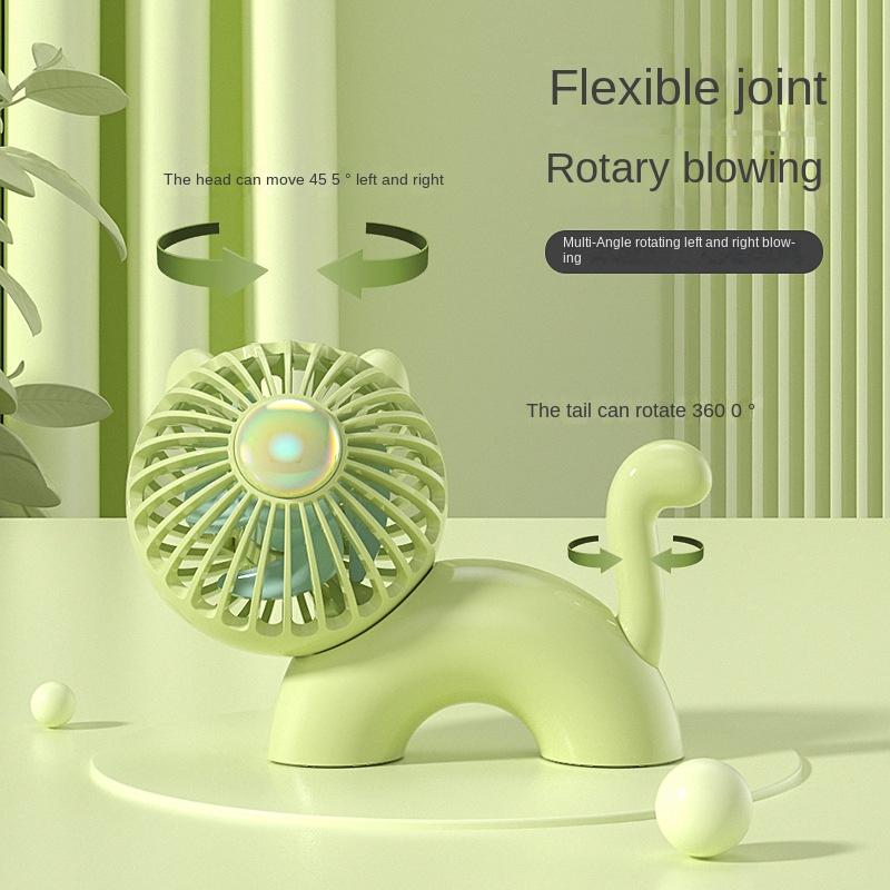 Nowy mały wentylator biurkowy w kształcie kota z kreskówek, ładowany przez USB, cichy i przenośny, regulowany, silny wiatrak