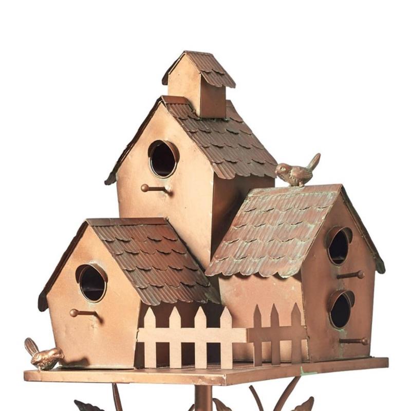 Zahradní Venkovní Kovový Ptačí Dům Dekorace Ptačí Budky Vhodné pro Venek s Tyčemi na Ptačí Domy Dekorace Zahradního Dvorku