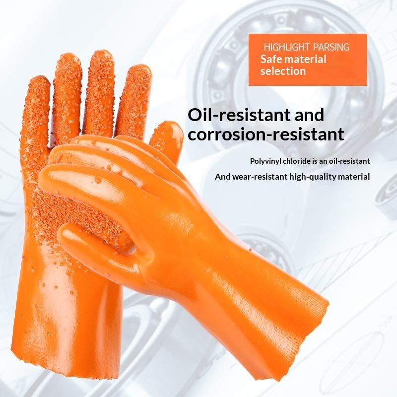 PVC Work Gloves Waterproof Oil & Chemical Resistant Non-slip Flexible Protective Gloves for Mechanical Repair Garage Use