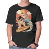 Unisex Crew Neck T-Shirt Meowster Surfer Graphic Short Sleeve Casual Tee
