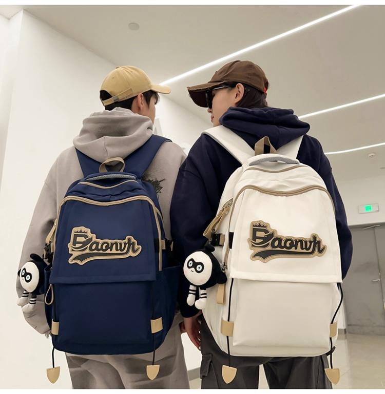 Рюкзак для путешествий большой емкости для старшеклассников ретро-колледжа белый — фото 13