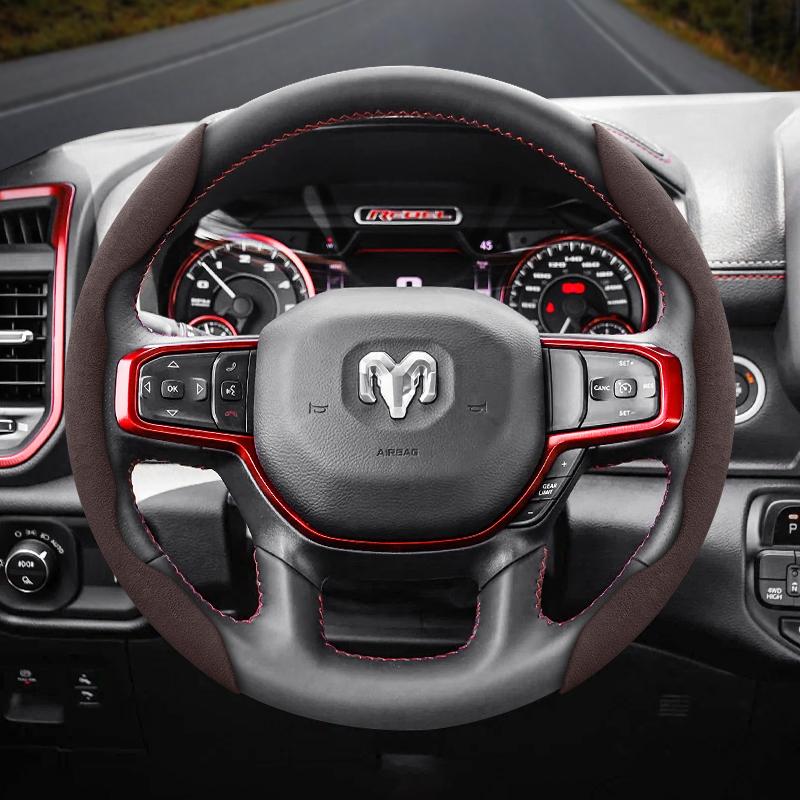 bpzsw1 Suitable for Ram Anti-Slip Buckle Segmented Suede Steering Wheel Cover for Models Such as Pickup Promaster Rampage 1500 2500 3500 4000 4500
