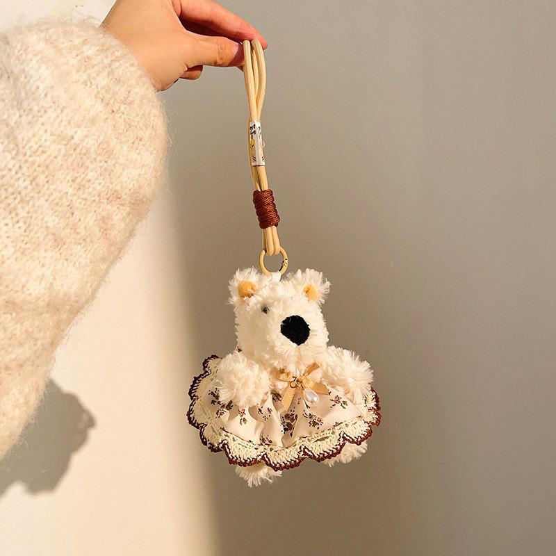 West Highland White Terrier Puppy Plush Keychain & Long-Eared Rabbit Bag Charm