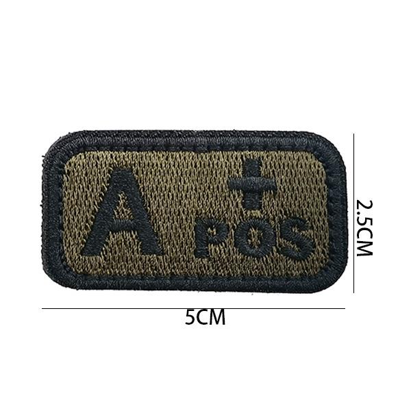 Embroidered Tactical Blood Type Velcro Patch - Type A, B, AB, O, Positive & Negative