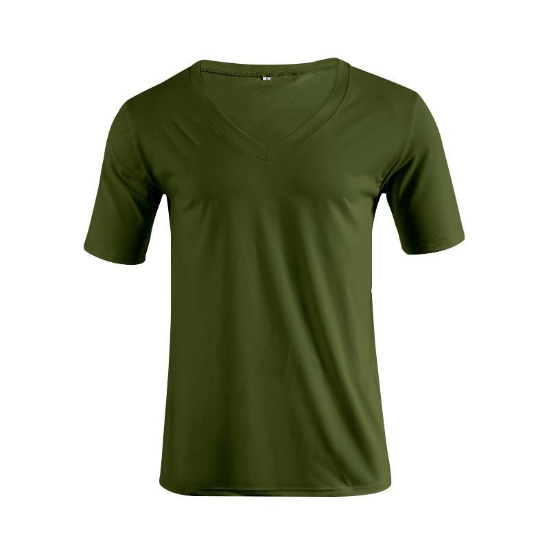 Men V Neck Solid Color Plus Size Casual Short Sleeve T Shirt