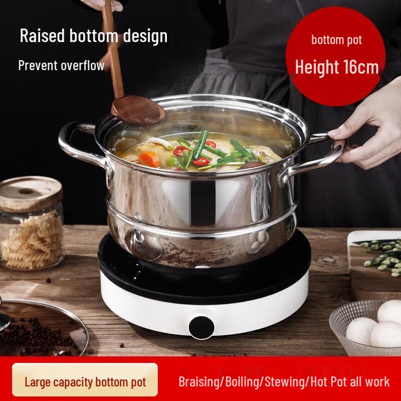 Adneny 2-Layer Stainless Steel Steamer & Soup Pot