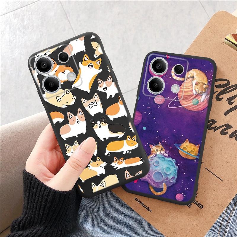 Husă de telefon din silicon moale, neagră, cu model de pisică, pentru aparatul foto Xiaomi Redmi, husă de protecție din cauciuc antișoc pentru huse Redmi Note 13 Pro 13C