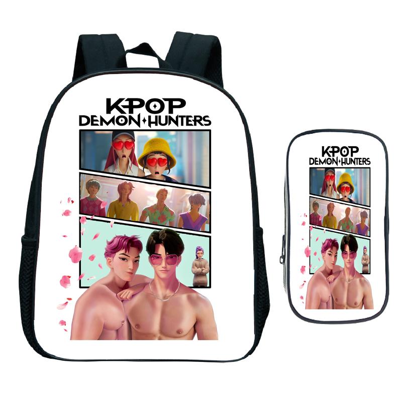Detský KPop Demon Hunters Predškolský batoh 2-dielna súprava s peračníkom Deti Huntrix Dievča Batoľa Zoey Rumi Mira Saja Chlapci Ruksak