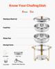 4er-Set Chafing Dish Buffet Set Edelstahl Chafer mit 4 Vollsize-Schalen Runde Catering-Warmhaltebehälter für Party-Bankette
