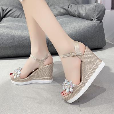 Women Summer Wedge Heel Sandals Platform Sandals Strap Open Toe Chunky Bottom Casual Shoes 2023 Gold Silver Pink Sandals