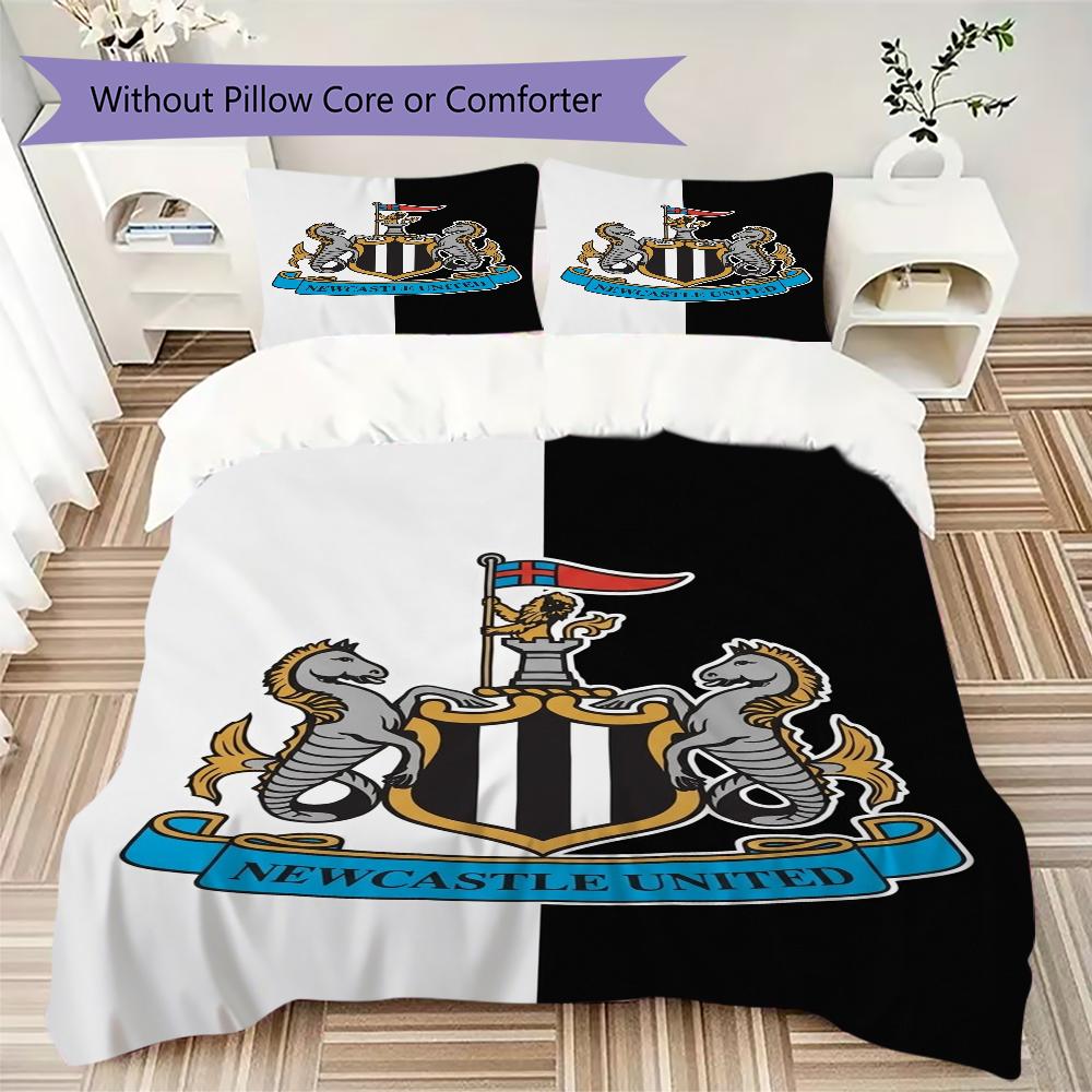Newcastle United FC Muster Bettwäsche Steppset Bettbezug Kissenbezug Heimdekoration Geburtstagsgeschenk (1 * Bettbezug + 2 * Kissenbezug ohne Füllung)
